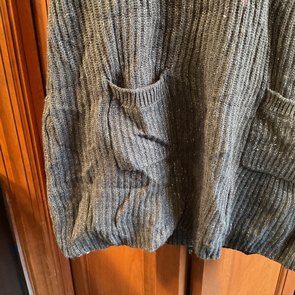 INC BRAND black and silver short sleeve cow neck sweater dress - Picture 4 of 5